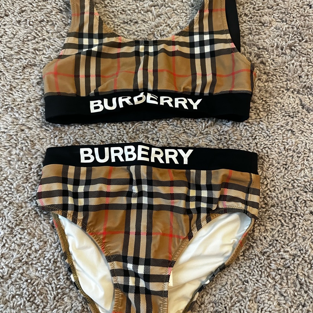 Girls Burberry 2 Piece Bathing Suit